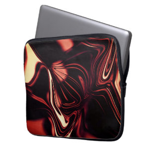 Twisted shapes in red that look like matte metal laptop sleeve