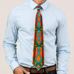 Twisted Southwestern Style Symmetrical Line Art Tie