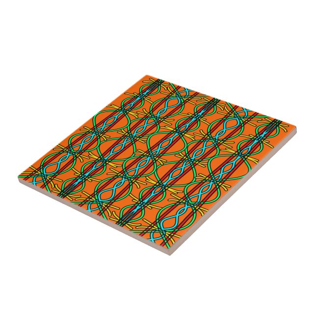 Twisted Southwestern Style Symmetrical Line Art Tile (Side)