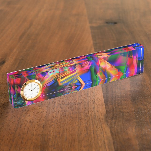 Twisted stained square with colourful 'brushstroke nameplate (Side)