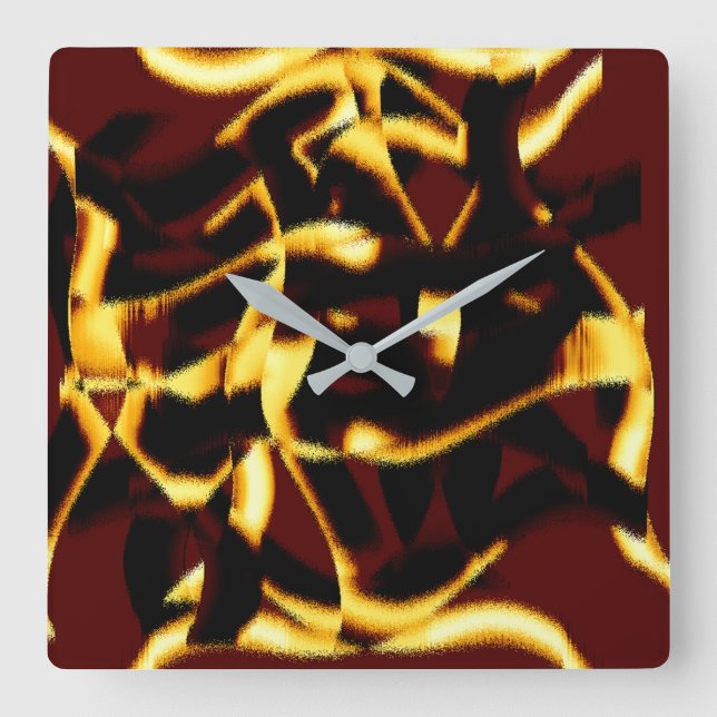 Twisted streaks burnt yellow looks velvety square wall clock (Front)
