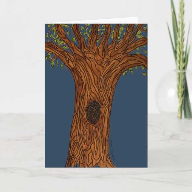Twisted Tree with Blue background- Blank Card (Front)