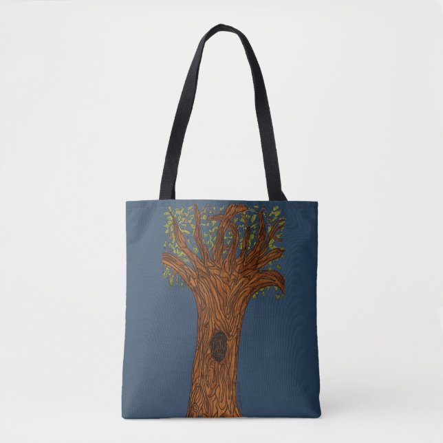 Twisted Tree with Blue Background Tote Bag (Front)