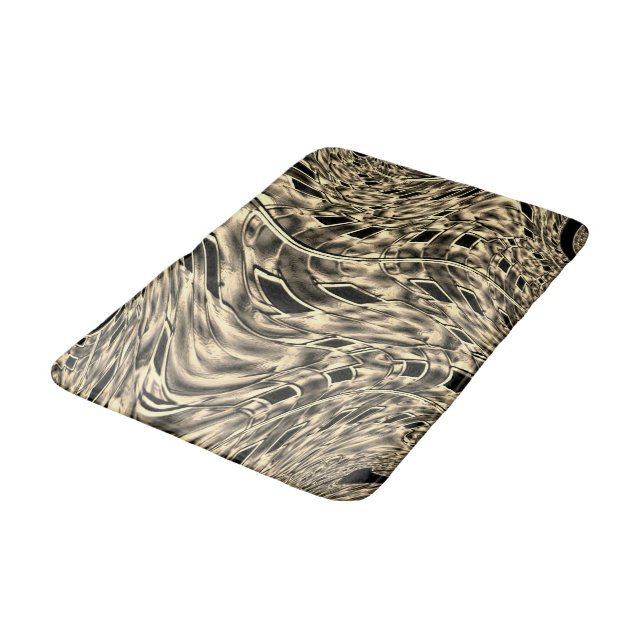 Twisted with a dark beige tone, mirror bath mat (Angled)