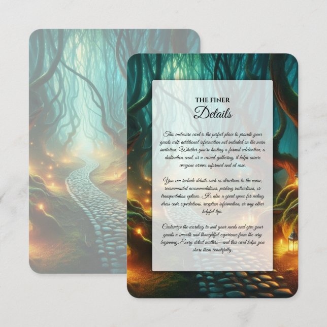 Twisted Woodland Lantern Path Wedding Enclosure Card (Front/Back)