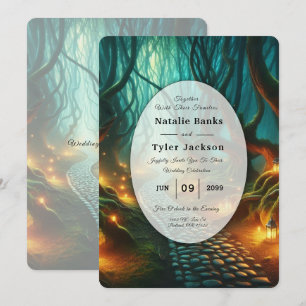 Twisted Woodland Lantern Path Wedding Invitation