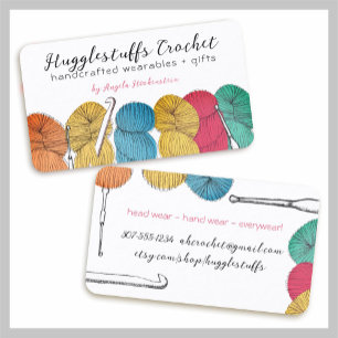 Twisted yarn hank crochet hooks business card