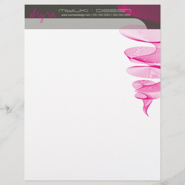 Twister Fuchsia Pink Modern Designer Letterhead (Front)
