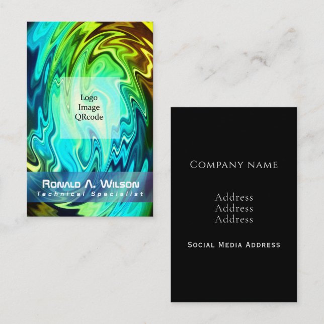 Twisting Liquid Multicolors Personalised Business Card (Front/Back)