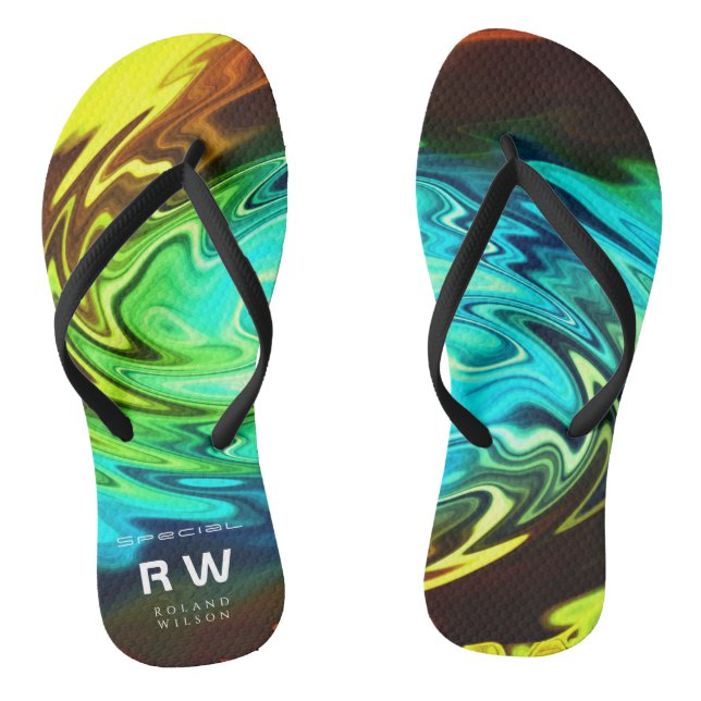 Twisting Liquid Multicolors Personalised Jandals (Footbed)