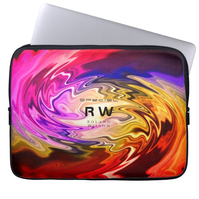 Twisting Liquid Multicolors Personalised Laptop Sleeve (Front)