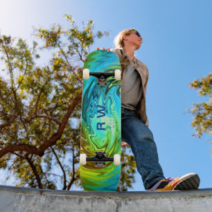 Twisting Liquid Multicolors Personalised Skateboard