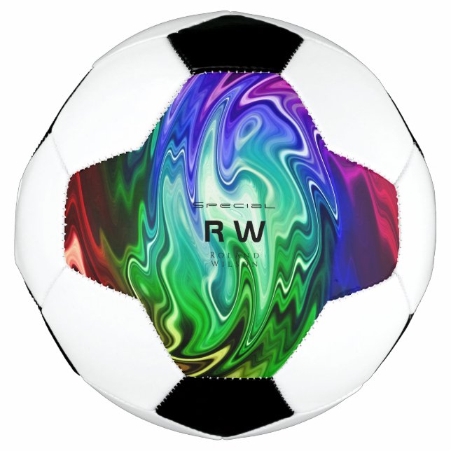 Twisting Liquid Multicolors Personalised Soccer Ball (Front)