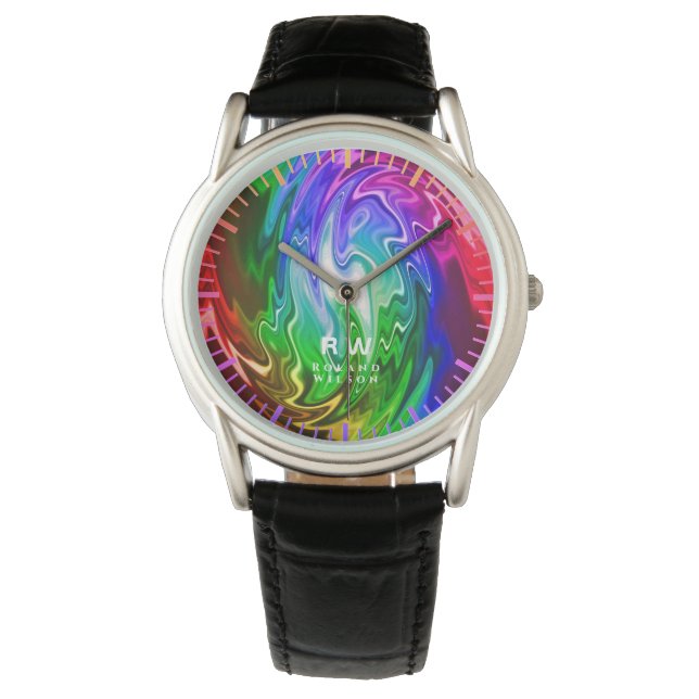 Twisting Liquid Multicolors Personalised Watch (Front)