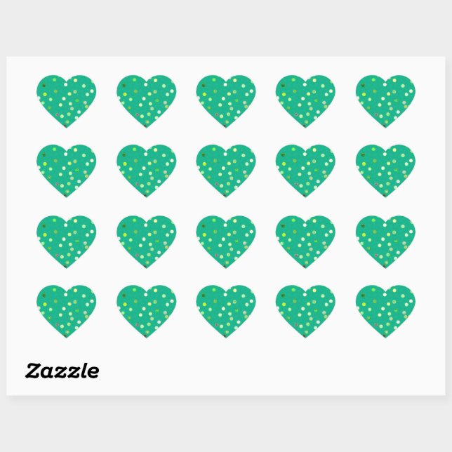 Twisty Polka Dot Spirals Green Heart Stickers (Sheet)