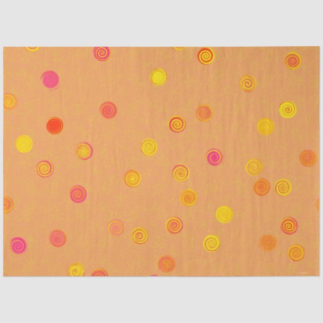 Twisty Polka Dot Spirals Orange Tissue Paper (Front)