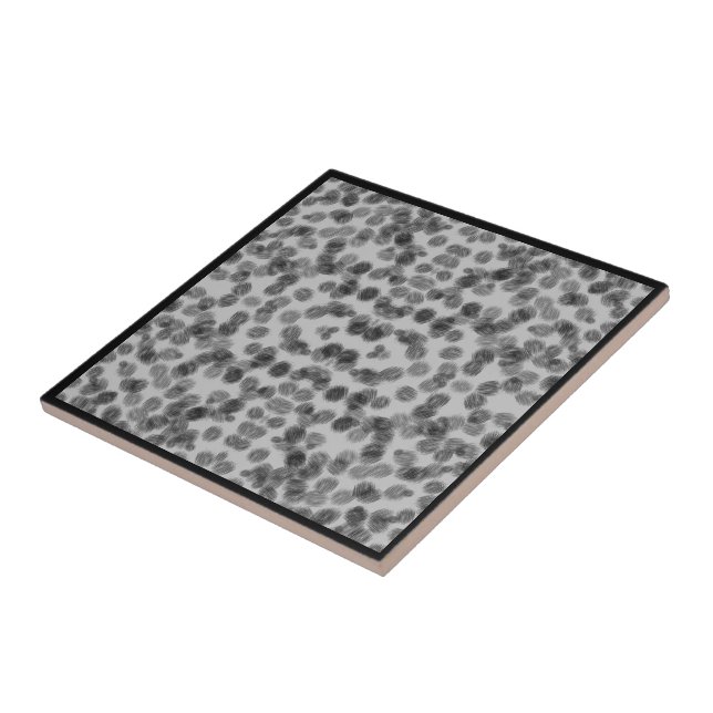 Twisty Textured Brushstrokes Pattern Black On Grey Tile (Side)