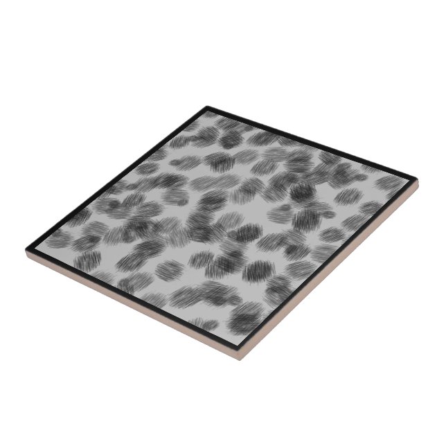 Twisty Textured Brushstrokes Pattern Black On Grey Tile (Side)