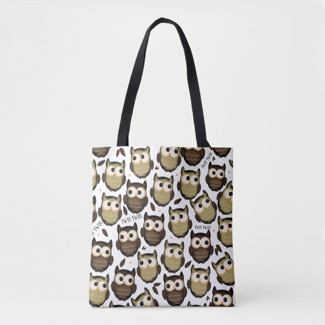 Twit twoo! cute owl pattern. tote bag (Front)