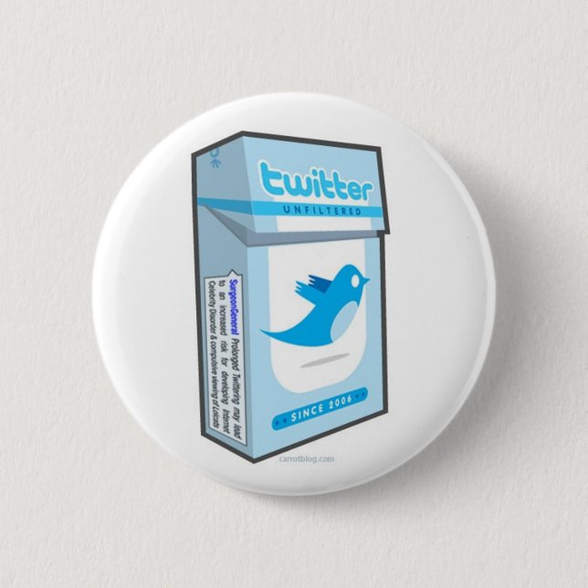 twitter addict 6 cm round badge (Front)