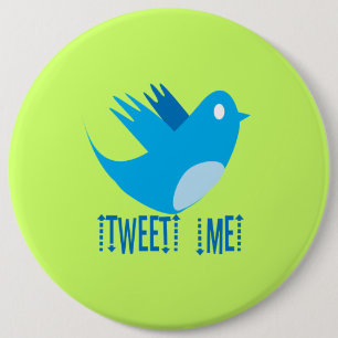 Twitter Bird Follow Me- Choose Background Colour 6 Cm Round Badge