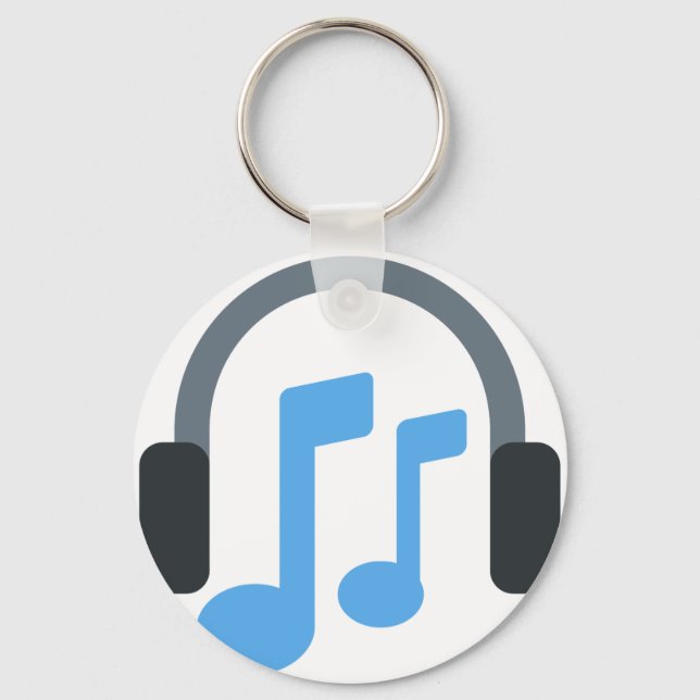 Twitter emoji - Music, Headphone Key Ring (Front)