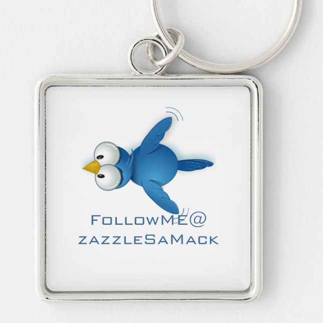 Twitter Follow Me @ Your User Name Key Ring (Front)
