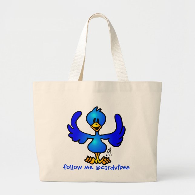 Twittering blue Bird Large Tote Bag (Front)