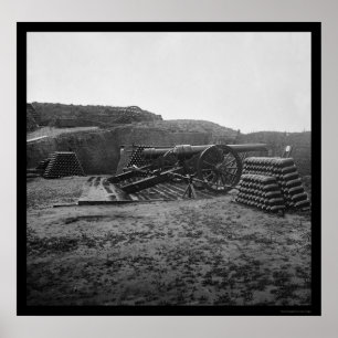 Two 100 Pounder Parrott Guns and Shells 1865 Poster