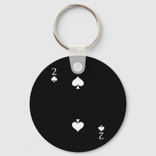 Two (2) Of Spades Poker Card Playing Card  Key Ring