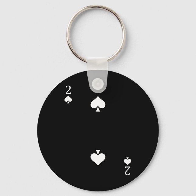 Two (2) Of Spades Poker Card Playing Card  Key Ring (Front)