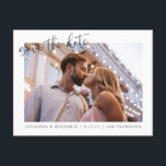 Two 2 Photo Minimalist Script Save The Date Postcard<br><div class="desc">Two 2 Photo Minimalist Script Elegant Wedding Save the Date Postcard</div>