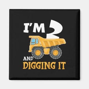 Two 2yr 2th Birthday Construction Boy 2 Years Old Magnet