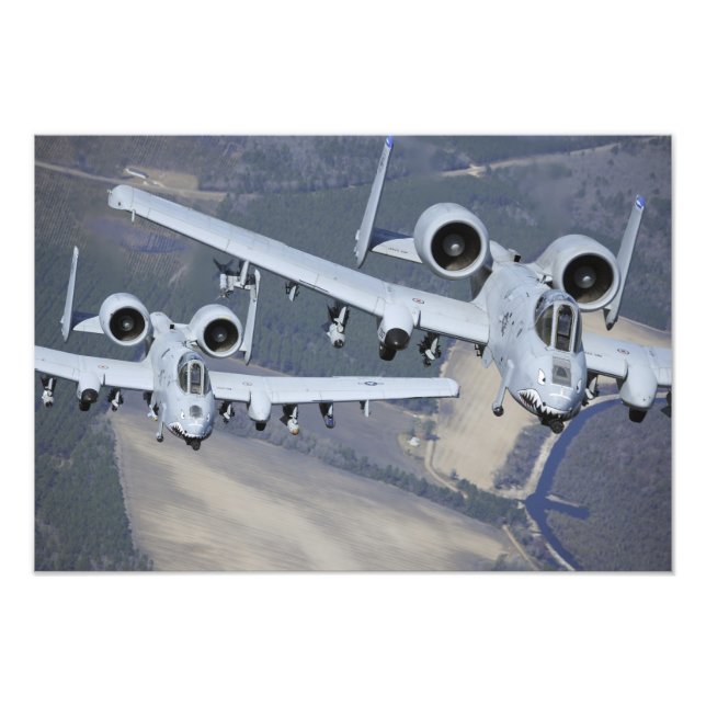 Two A-10C Thunderbolt II aircraft fly in format Photo Print (Front)