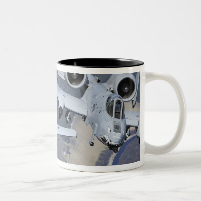 Two A-10C Thunderbolt II aircraft fly in format Two-Tone Coffee Mug (Right)