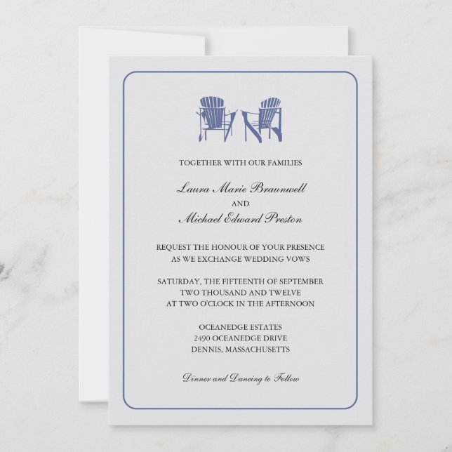 Two Adirondack Chairs Wedding Invitation (Front)