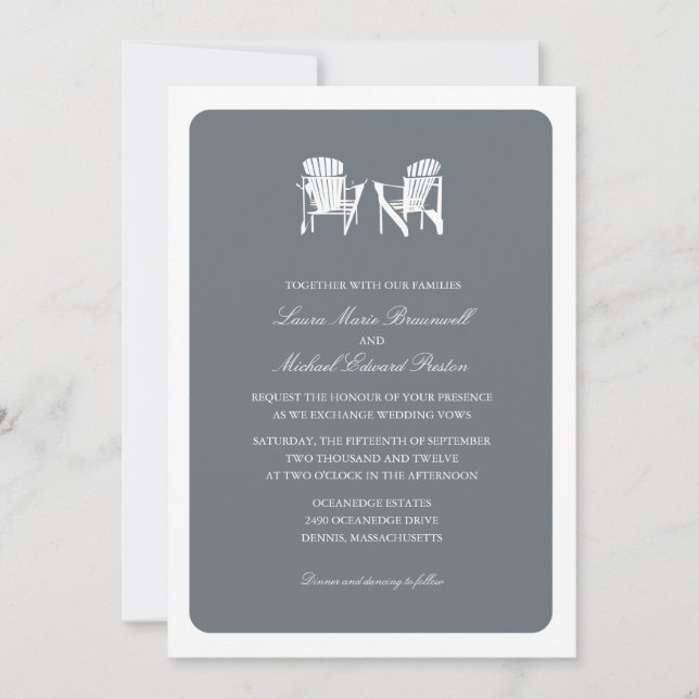 Two Adirondack Chairs Wedding Invitation (Front)