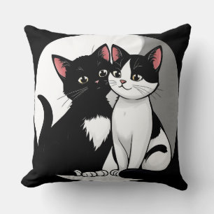 Two Adorable Cats Sitting Together Cushion