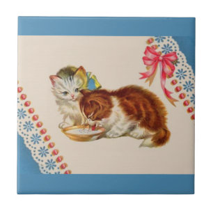 two adorable kittens print tile