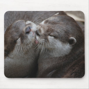 Two Adorable Otters Mouse Pad