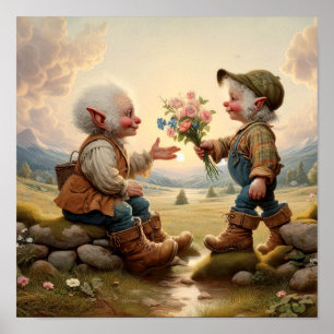 Two Adult Munchkin Characters with Vintage Charm Poster