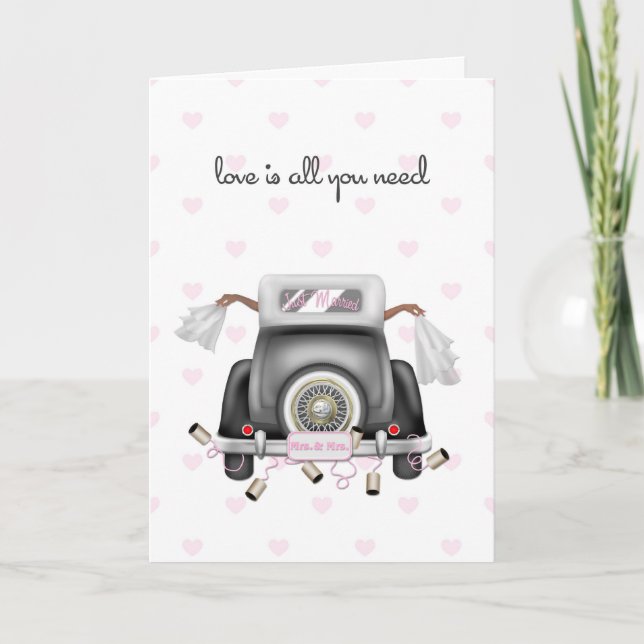 Two African American Brides, Lesbian Wedding Card (Front)