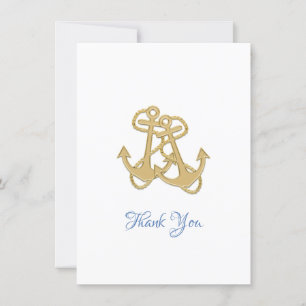 Two Anchors Minimalist Thank You Flat Note Card