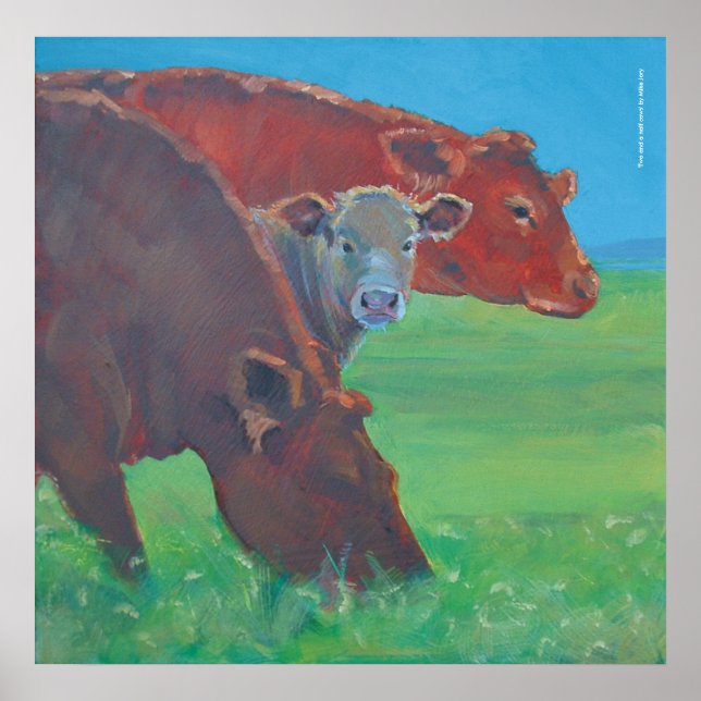 'Two and a half cows' painting Poster (Front)