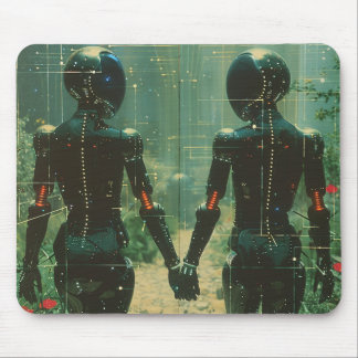Two Androids Hand-in- Hand Mousepad