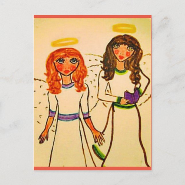 two angels - art by Rosebeth Postcard (Front)
