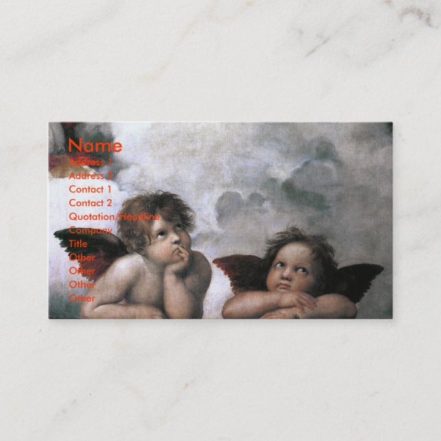 Two Angels, Raphael Vintage Fine Art Business Card (Front)