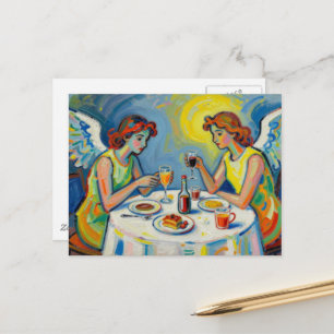 Two Angels Share a Meal Postcard