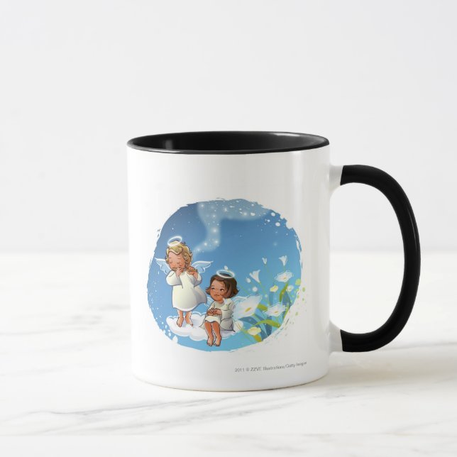 Two angels sitting on the clouds mug (Right)