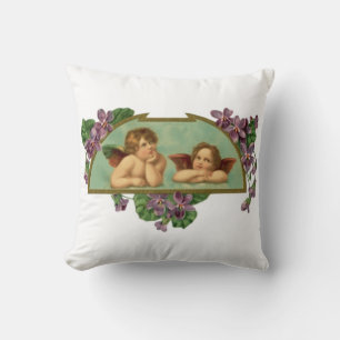 Two Angels Vintage Painting Cushion